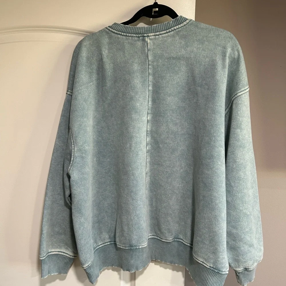 Zenana Crewneck Sweatshirt Seafoam L/XL - Picture 2 of 9